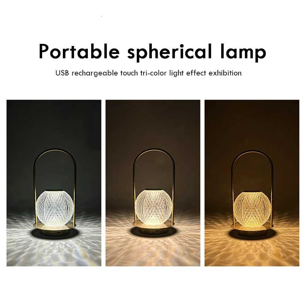Touch Table Lamp Rechargeable Wireless Portable Bedroom Bedside Crystal Desk Lamp Night Light LED Decor Lights for Bar Coffee M251114