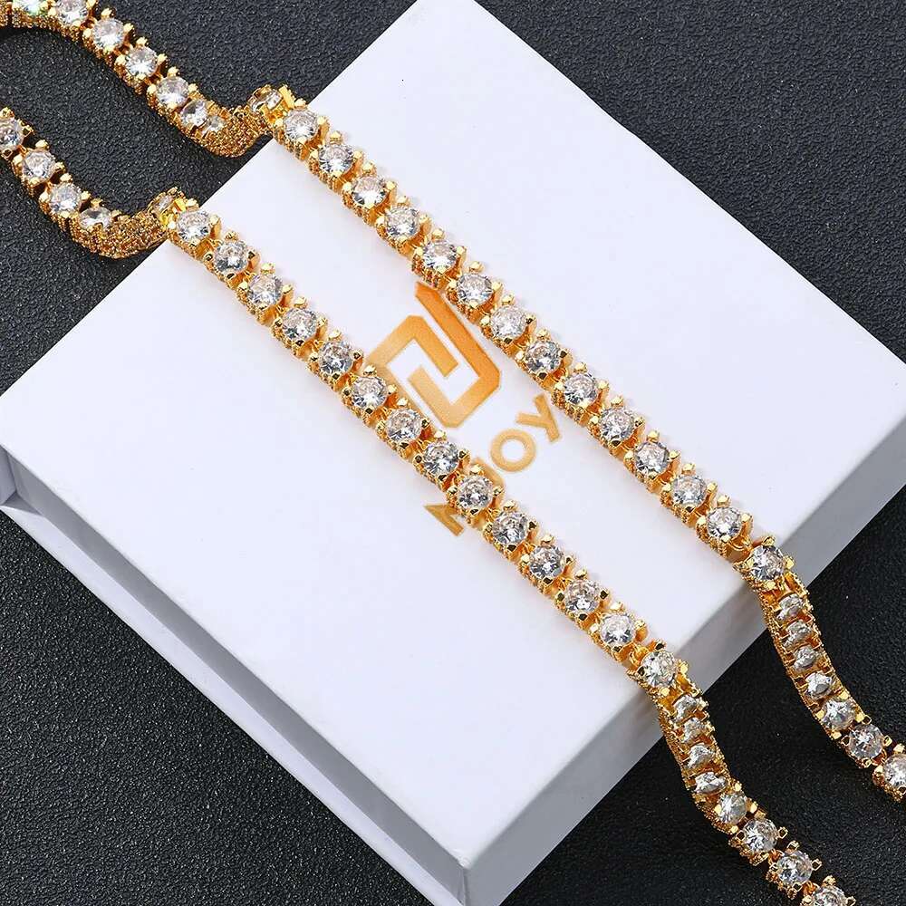 Hip Hop Jewelry Sparkly 6mm Tennis Chain Side Studded With Diamond Iced 5mm-Zircon Clasp Locker Tennis Necklace
