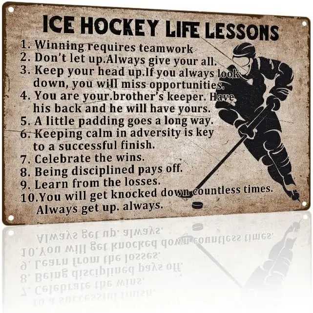 Aluminum Art Painting Tin Sign Ice Hockey Poster Hockey Decor For Boys Room Ice Hockey Wall Art Life Lessons for Bars RestaurantM251114