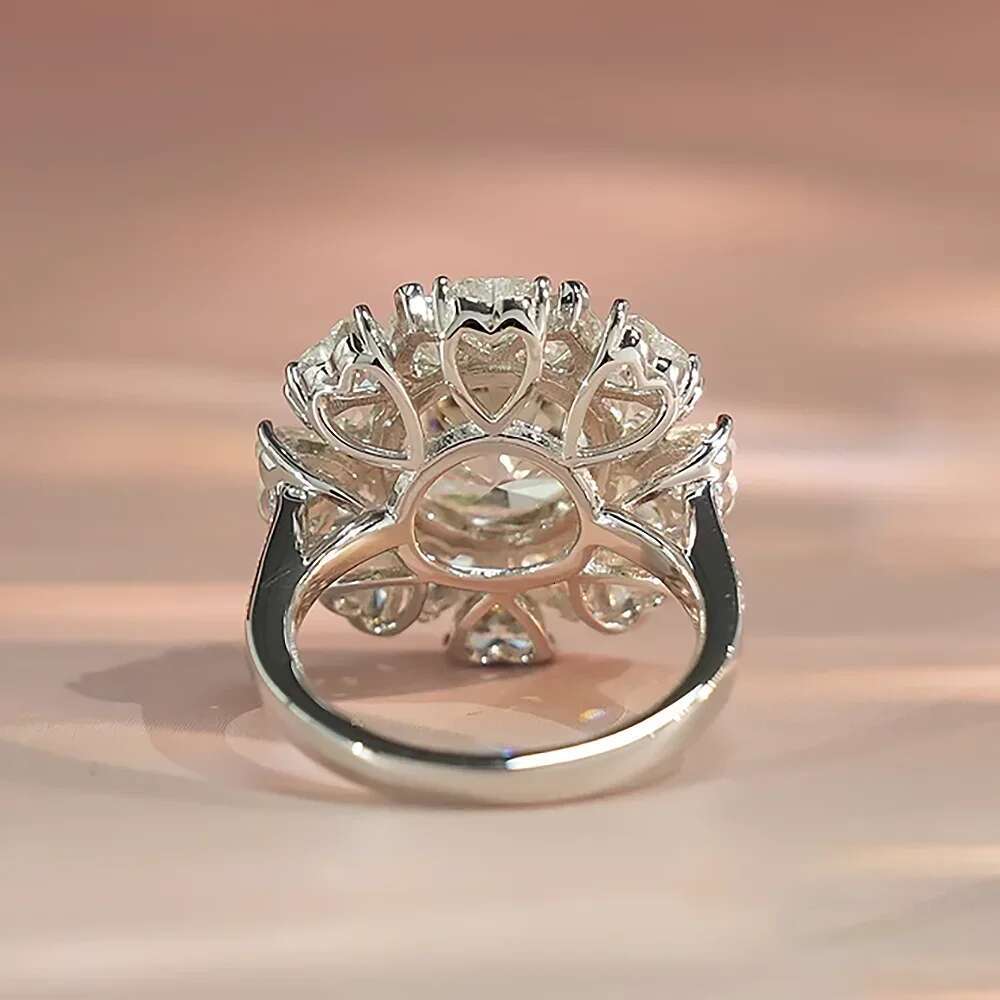 5 Carat Big Moissanite Engagement Ring for Women Round Heart Cut Diamond Rings with Certificate 925 Sterling Silver Wedding Band