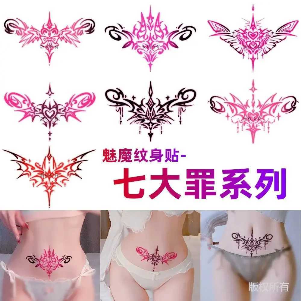 Succubus Temporary Tattoo Set Sexy Cartoon Anime Fake Tattoo Durable Tattoo Stickers Abdominal Waterproof Temporary TattooXJ25414