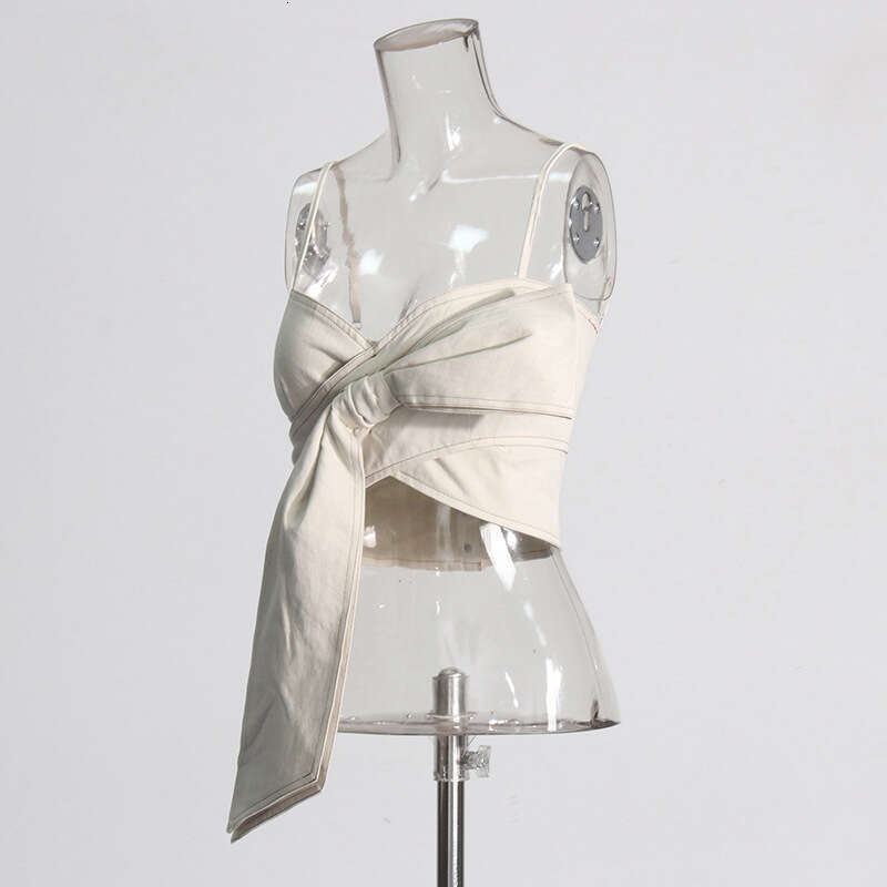 Designer Elegant Female Dress Featuring a Unique Cross-Bow Detail & Strapless Style for Spring 2025