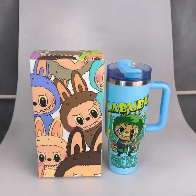 Kawaii Labubu Straw Cup Anime Portable Car Cup Cute 40oz Water Bottle Wholesale Cartoon Large Capacity Portable Car in Girl Gift X2506056