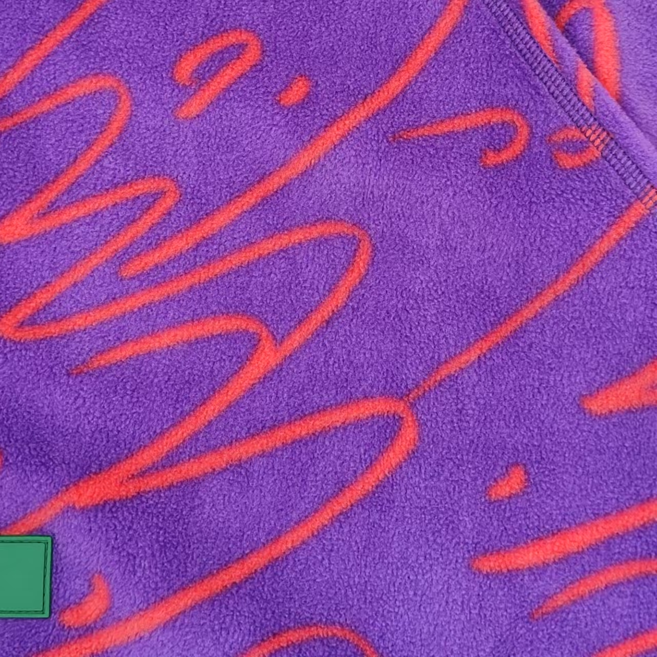 Men's Purple Graffiti Polar Fleece 1/2 Zip Sweatshirt Loose fit Stand-up collar Long sleeve top with Elastic cuffs and hem