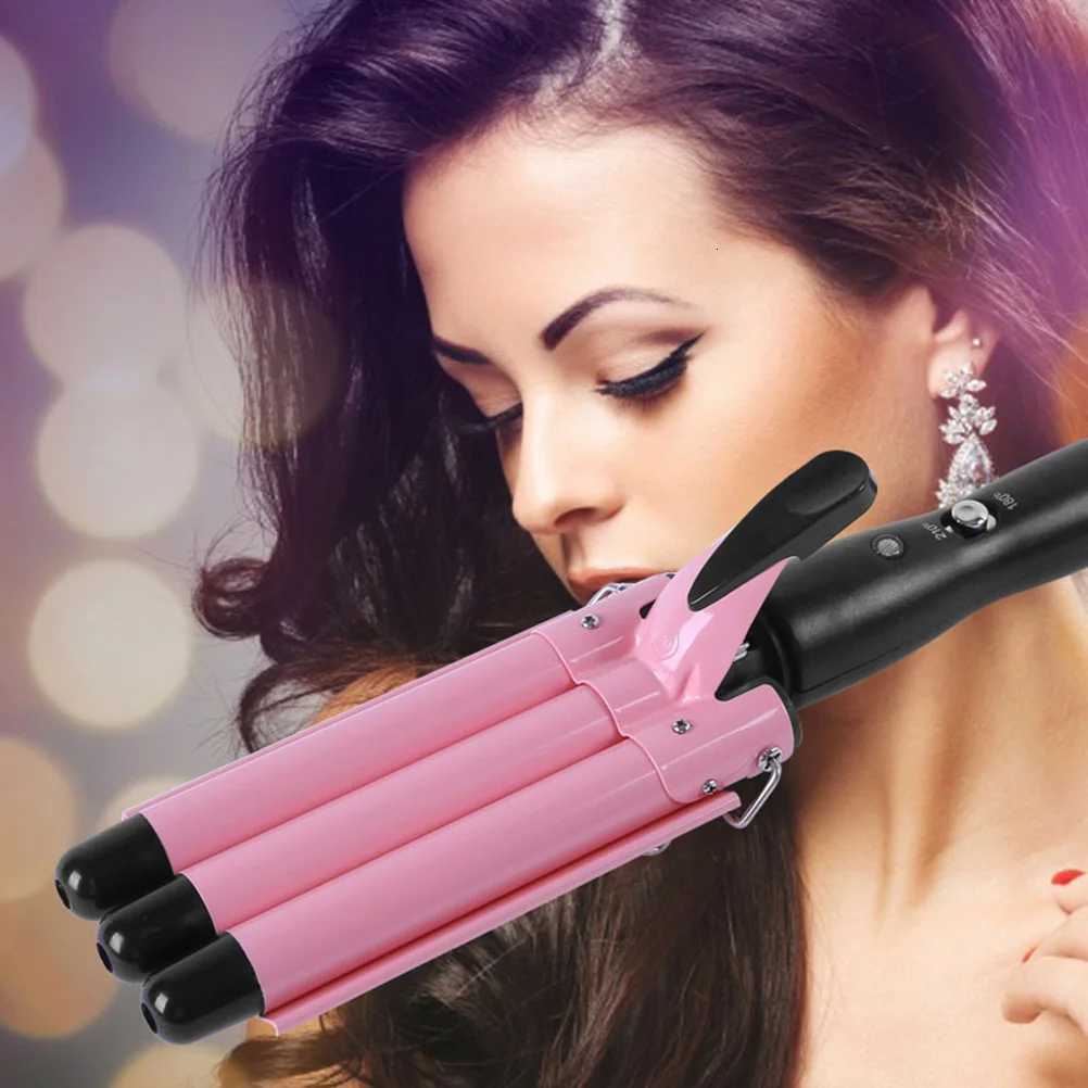 1pc Curler Curling Irons Hair Abs Shell Ptc Fast Heating Anti-Slip Curling Iron Handle For Salon Home Use PinkT251114