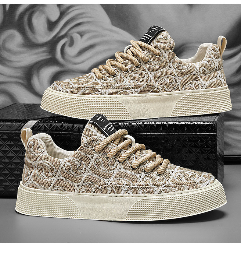 Canvas shoes men low top summer new small low-top printed board shoes men thick sole sports casual fashion shoes 2025s hot