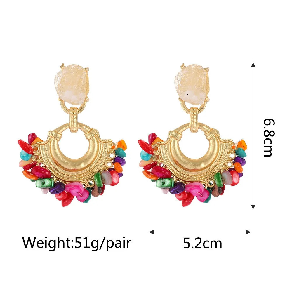 in Fashionable Charm Metal jewellery earrings women Exquisite Fan shaped Natural Stone Resin womens earring jewelry 250411
