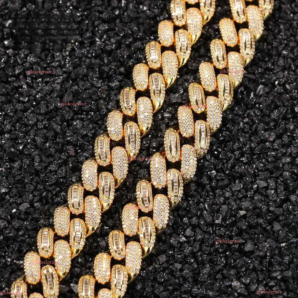 Wholesale 10K 14K Solid Real Gold 8MM Cuban k Chain Bracelet Iced Out Hip Hop Moissanite Necklace Fine Jewelry Men Women N26