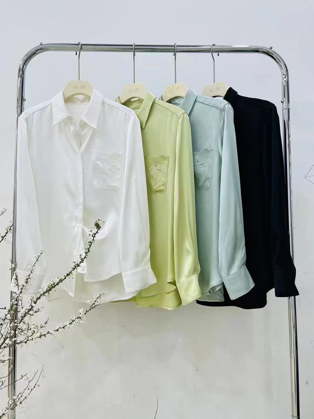 Chic Ladies' Embroidered Artificial Silk Top for Casual Wear