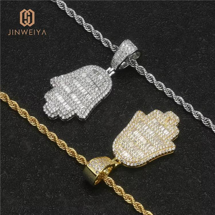 JWY Jewelry 18K Real Gold Plating Necklace Hip Hop Style Female Fashion Pendant Charm Palm Design