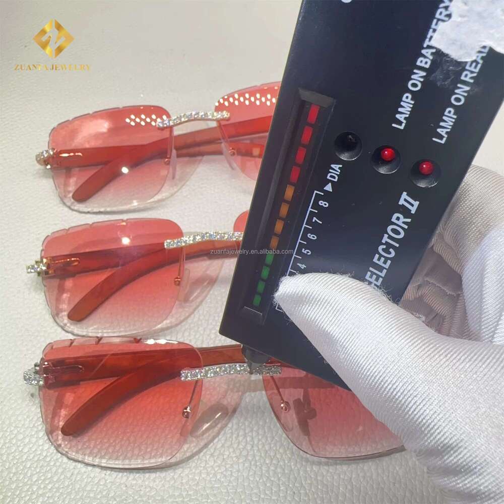 Buss Down Fashion Style White Rose Yellow Gold Plated Glasses VVS Moissanite Dia Iced Out Hip Hop Man Sunglasses