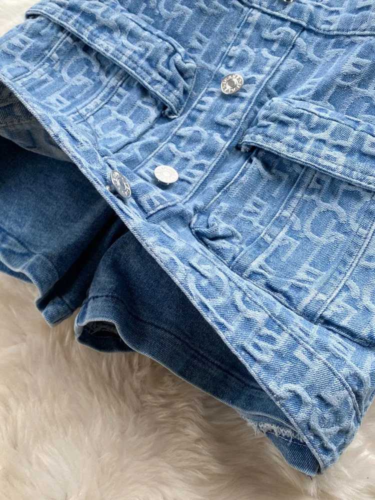 Womens Summer Sexy Denim Set Strapless Sling Zipper Design Crop Top + Short Button Mini Shorts Skirt Jeans Two Piece SuitsT250321