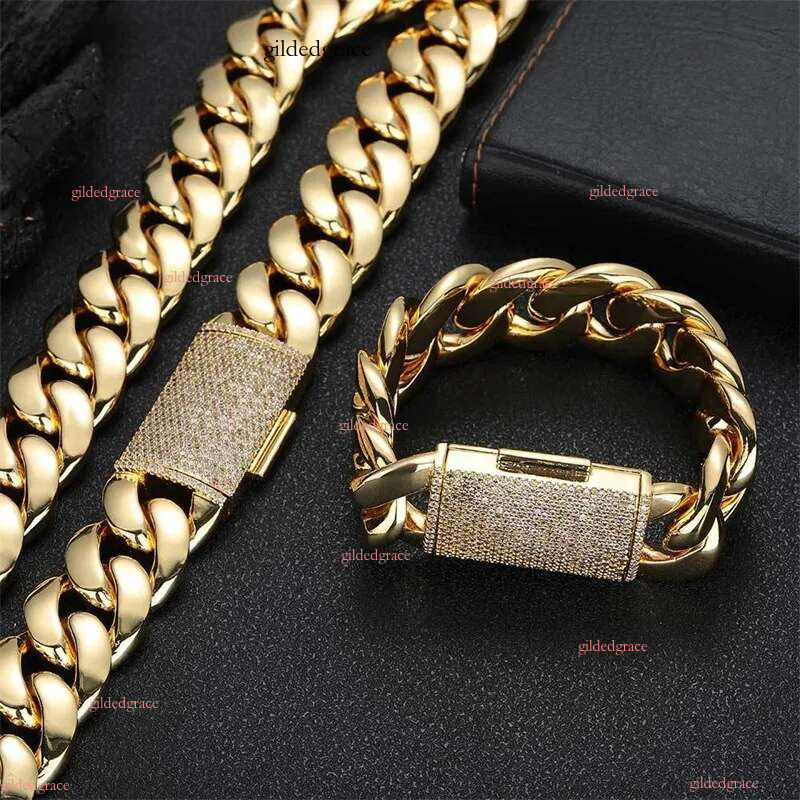 Streetwear miami cuban k chain trendy mens jewelry gold color gifts classic necklace woman choker top quality 20mm daily outfit dd092