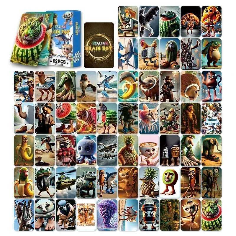 92pcs Tralalero Tralala Cards Kids Tungtung Sahur Brainrot Classic Toy Collection Card Children Party Game Birthday Gift C251114