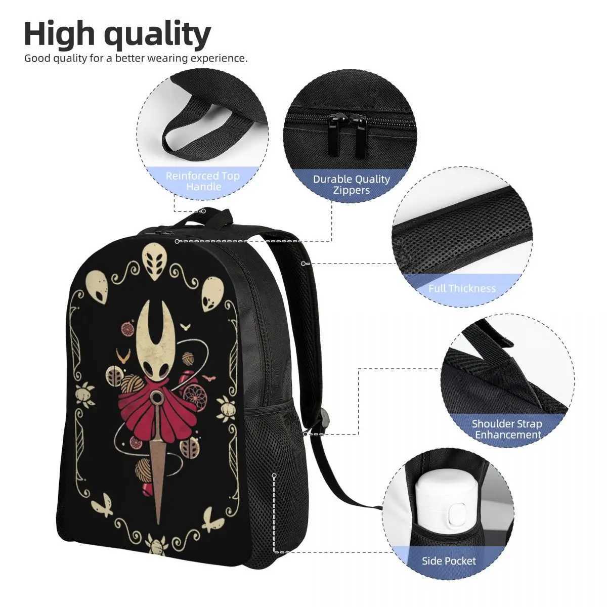 Hollow Knight Silksong Hornet Casual Backpack Sports Student Work Daypack for Men Women Laptop Canvas BagsW251113