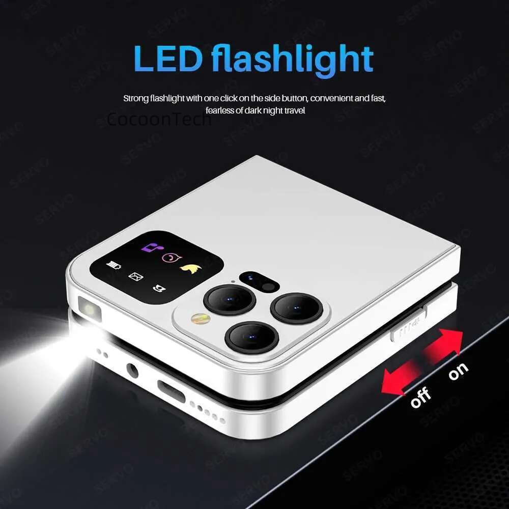 Cell Phones Servo A50 Pro flip dual SIM card GSM electric torch automatic call recording 2.4-inch screen foldable phone C-type H240