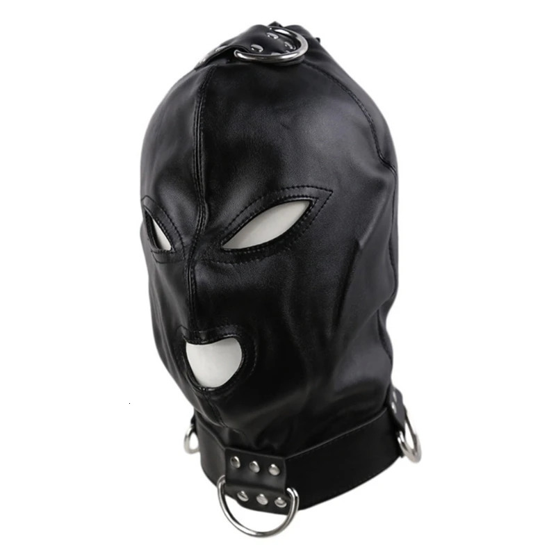 Fashion Cosplays Sexy Masks Fetish Hood PU Leathers Black Masked Hood Adult Party Games Full Head Costume for Women Men Dropship 250410