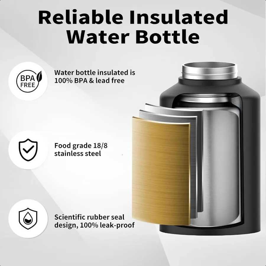 Gallon Water Bottle Insulated Cold for 48 Hrs BPA FreeLeak Proof 128oz Stainl Steel Water Jug Big thermo Large Water Bottle C251114
