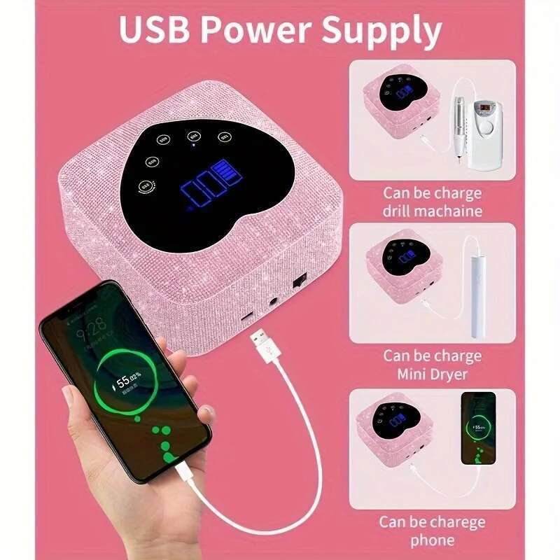 Rechargeable UV LED Lamp Professional Nail Dryer With 30 Beads 5 Timer Settings Touch Control Auto Sensor For Salon & Home