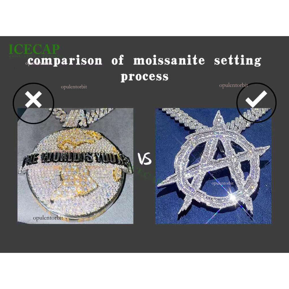 Men's Iced Letter Hip Hop Jewelry Tested Pure Sier VVS Moissanite Pendant