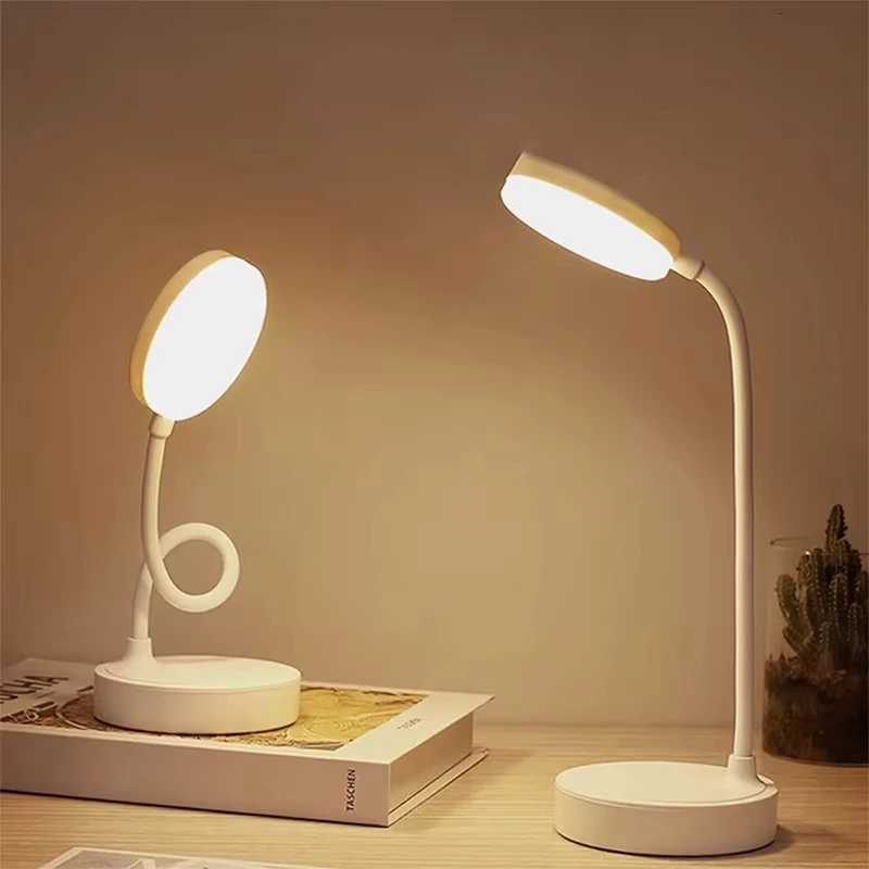 LED Desk Lamp Portable Eye Protection USB Plug 3 Dimming Color Stand Stepless Dimming Eye Protection Bedroom Bedside Lamp Work M251114