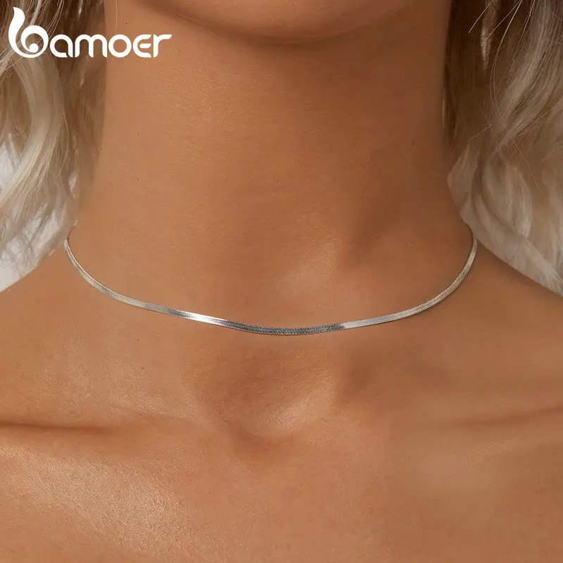 White Gold Plated Dainty Choker Necklace for Women Girls 925 Sterling Silver Snake Chain Necklace Fashion Jewelry for Gi 250407