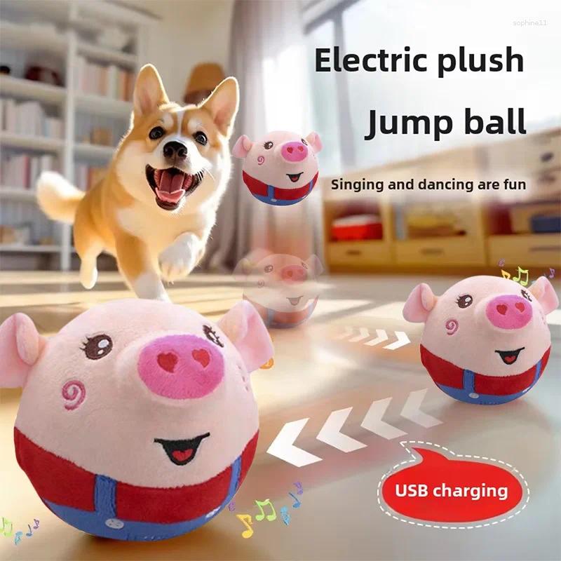 Update Dog Toy Interactive Puzzle Electric Plush Jump Ball Usb Charging Cartoon Pig Training Pet