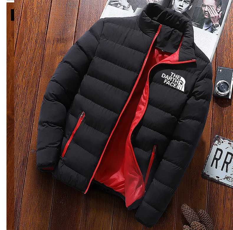 2024 mens trendy casual wear new warm parka winter coat solid color stand up collar zipper windproof cotton printed jacketT251114