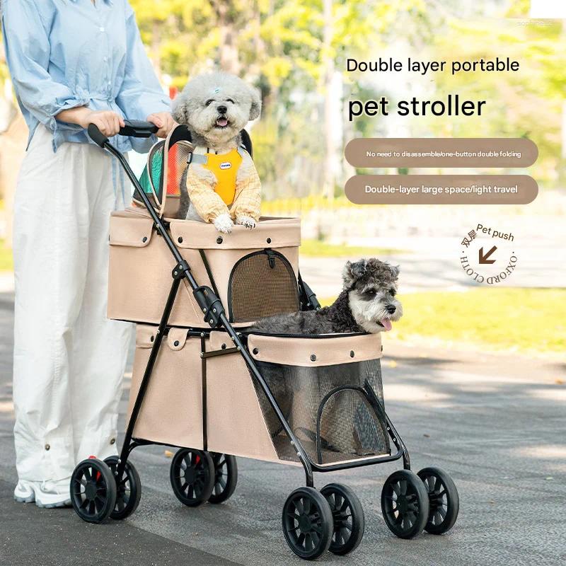 Pet Cart Double-layer Large Space Dog Foldable Portable Going Out Cat Bag Breathable Free shipping