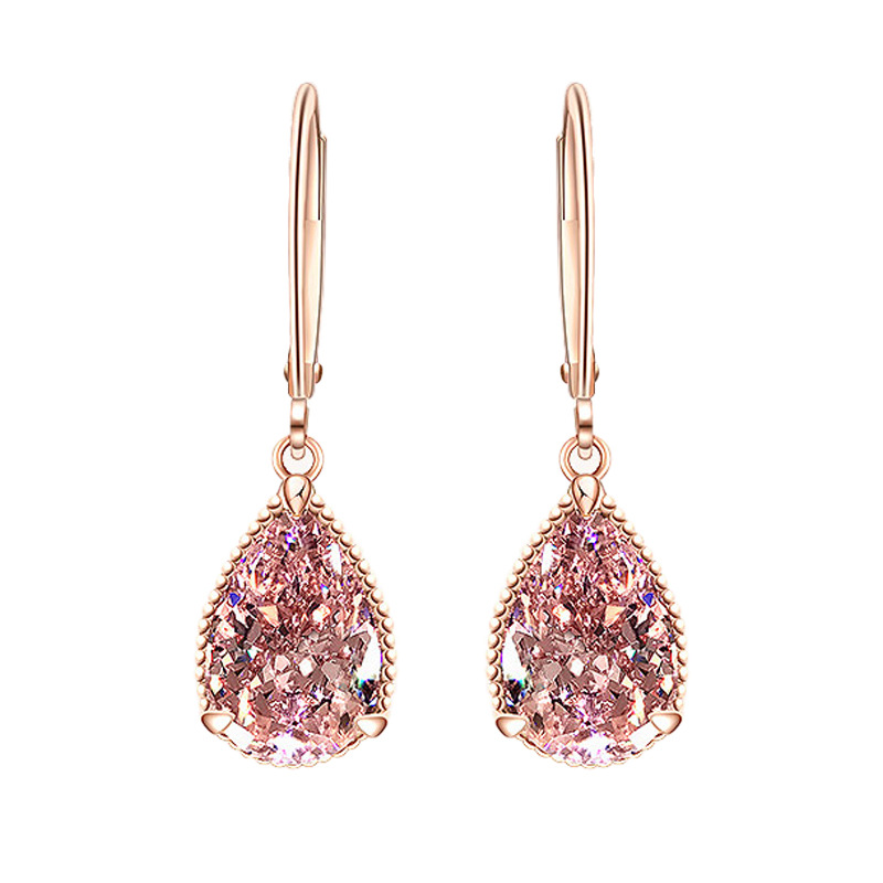2025 Choucong High Quality Luxury Jewelry 925 Sterling Silver Rose Gold Fill Water Drop 5A Cubic Zircon CZ Diamond Party Women Wedding Dangle Earring 
