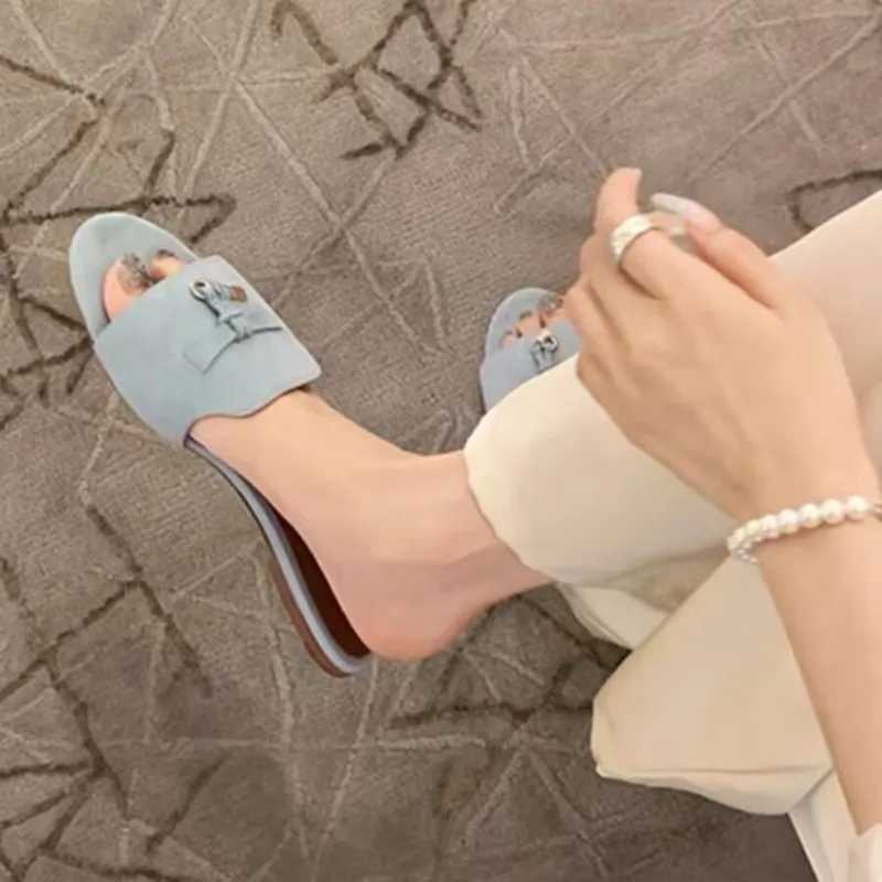 Hot selling summer shoes hot leather flat slide sandals designer brand anti slip flip up womens slippers W250414