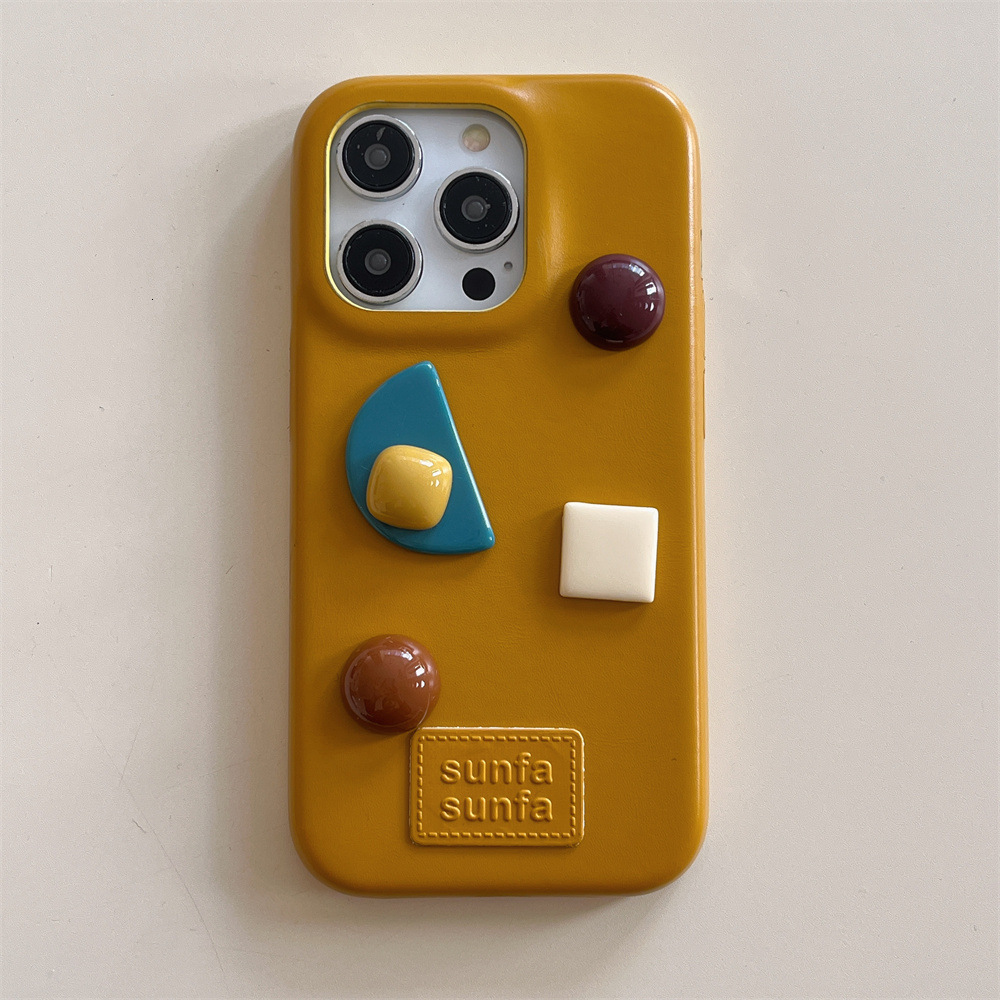 Leather Geometric Solid Color Phone Case Compatible with iPhone 17/16 Pro Simple Protective Cover iPhone 16/15