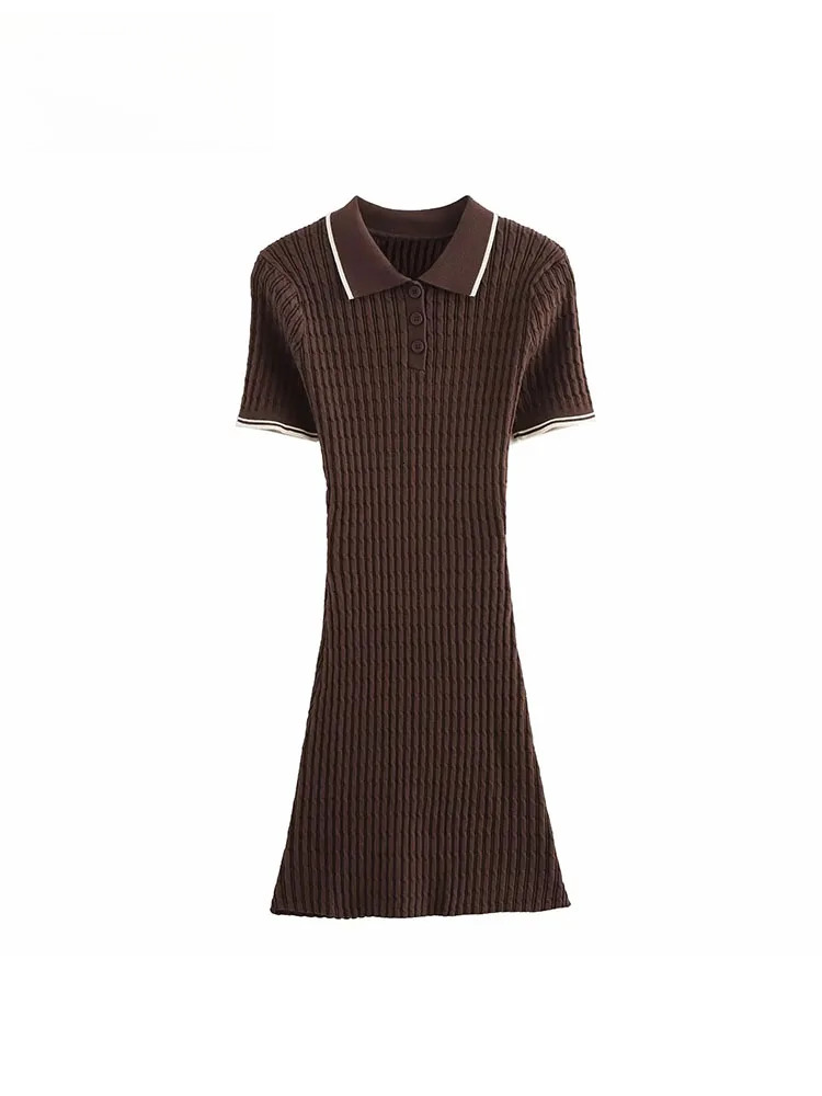 Designer womens dresses short skirt new short sleeved polo shirt collar knitted mini skirt Casual
