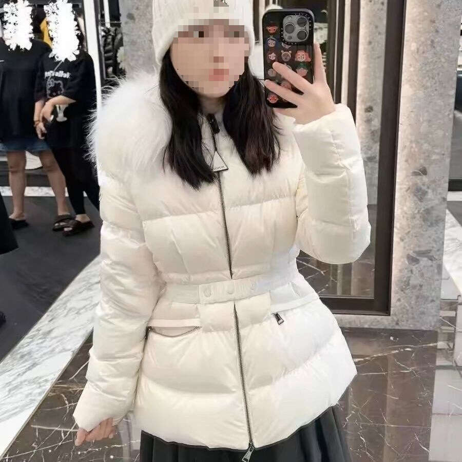 Complete Winter Jacket Fox Duck Down Fur Collar Waist-Cinching Thick Slim-Fit Short Coat Slimming New B2