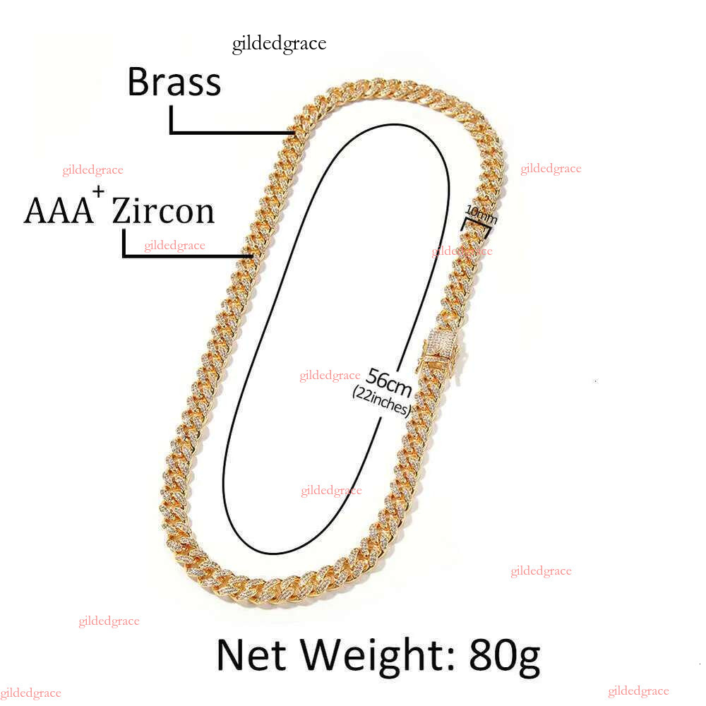 Custom Miami Cuban k Chain 14k Real Gold Plated Iced Out Moissanite Necklace Sier Hip Hop Mossanite Jewelry for Men N12