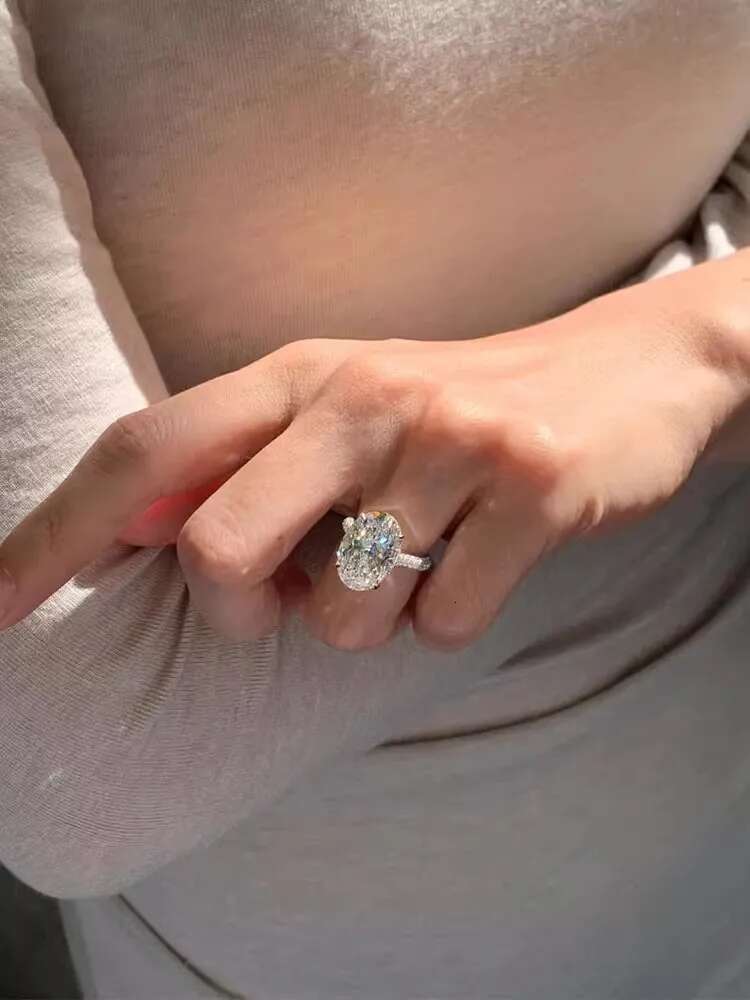 1 2 3 4 5 Carat solid 18K White Gold Ring luxurious Oval shape moissanite Diamonds Women Wedding Party Engagement Ring Classi