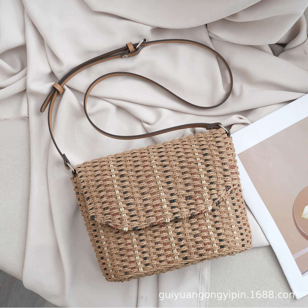 Handmade Beach Bag Versatile And High-End Crossbody Luli Grass Dopamine Hand Woven Summer Bag, Women's Beach Bag Kq2