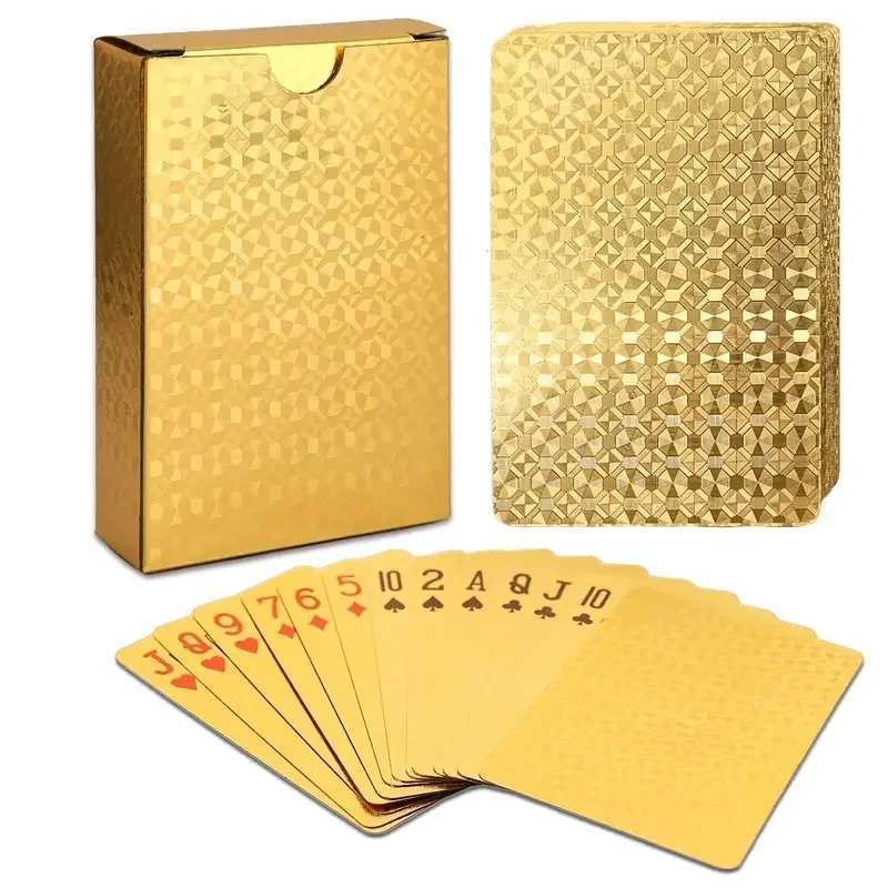 Golden Foil Playing Cards Deck Golden Dollar Cards Waterproof Plastic Perfect Christmas Gifts Thanksgiving Gifts C251114