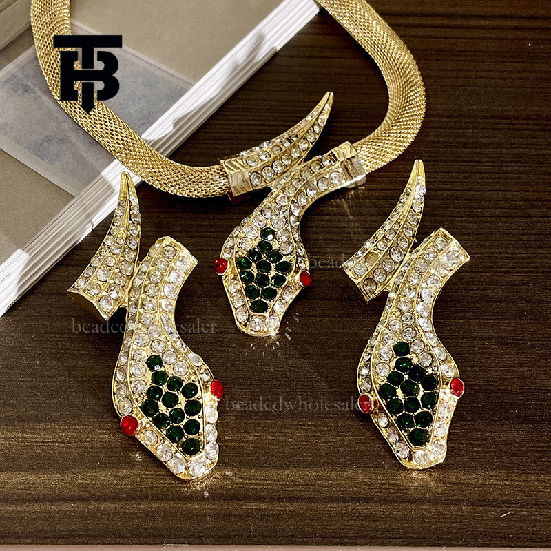 TB BHULAMTE Designer Fashion Exaggerated Serpentine Necklace Punk Personalized Hip Hop Earrings Cool Street Micro Inlaid Diamond Versatile Women'