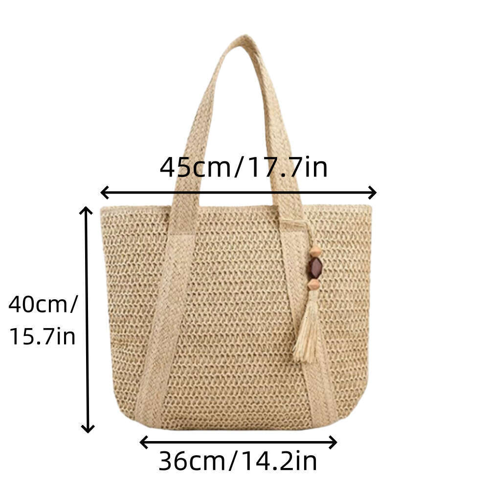 Handmade Beach Bag Summer Versatile Women's Woven Large Capacity Beach Lightweight Straw Hand-Held Shoulder Bag, Tote Bag Kq2