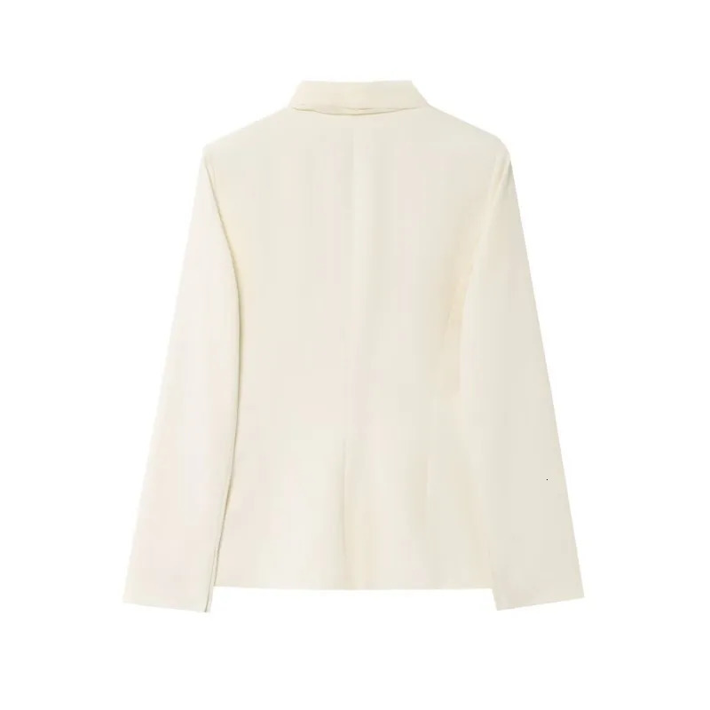 HipTeam Womens Scarf Collar Jacket Vneck Comparative Fabric Coat Long Sleeve with Shoulder Pads Casual 250414Z