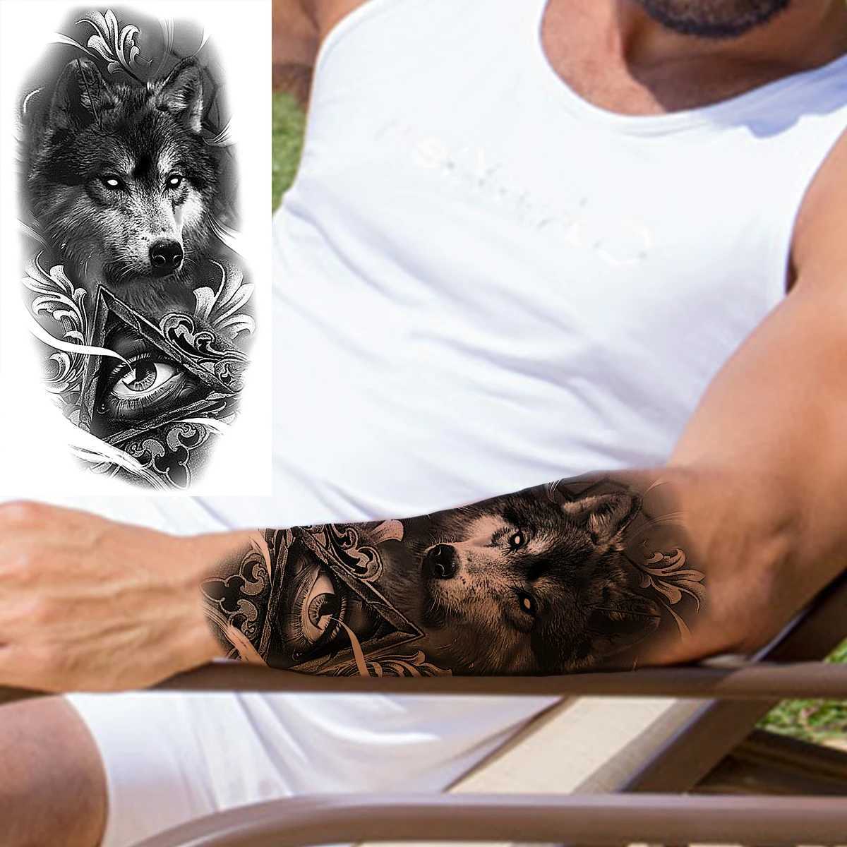 Scorpion Rose Female Temporary Tattoo Adult Real Vampire Wolf Terror Snake Crown Fake Tattoo Stickers Arm TattooXJ25414