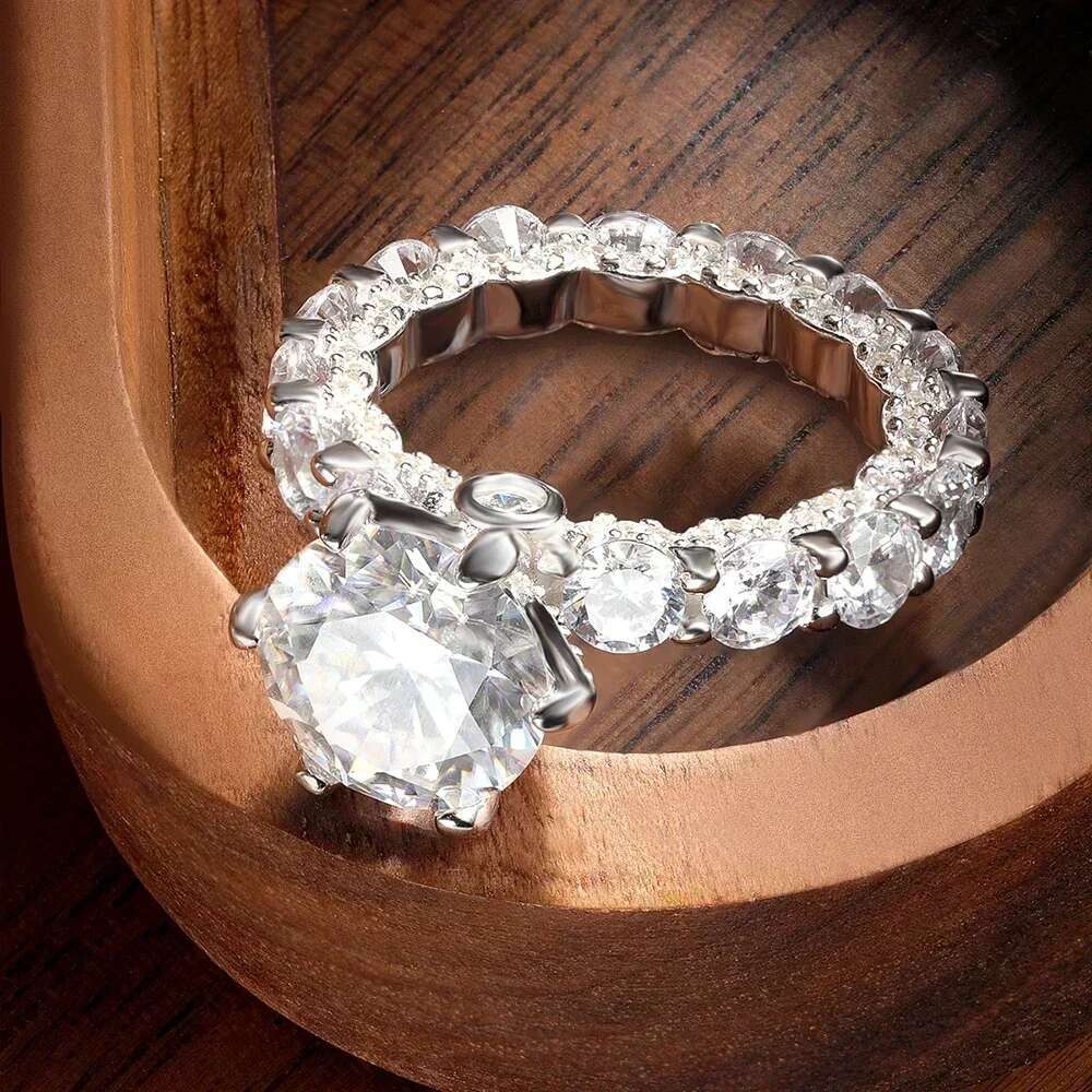 4Carat Moissanite Engagement Rings With Certificate S925 Silver Hidden Halo Diamond Wedding Ring Eternity Band For Women Jewelry