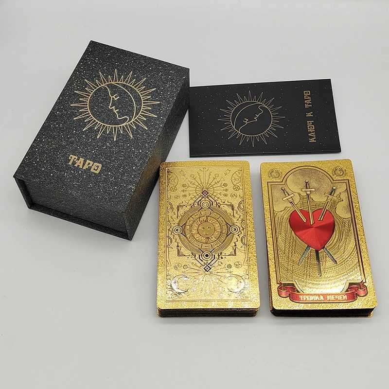 High Quality Gold Foil Tarot Russian Deluxe Divination Tarot Cards Predictive Board Games For Russia Market C251114