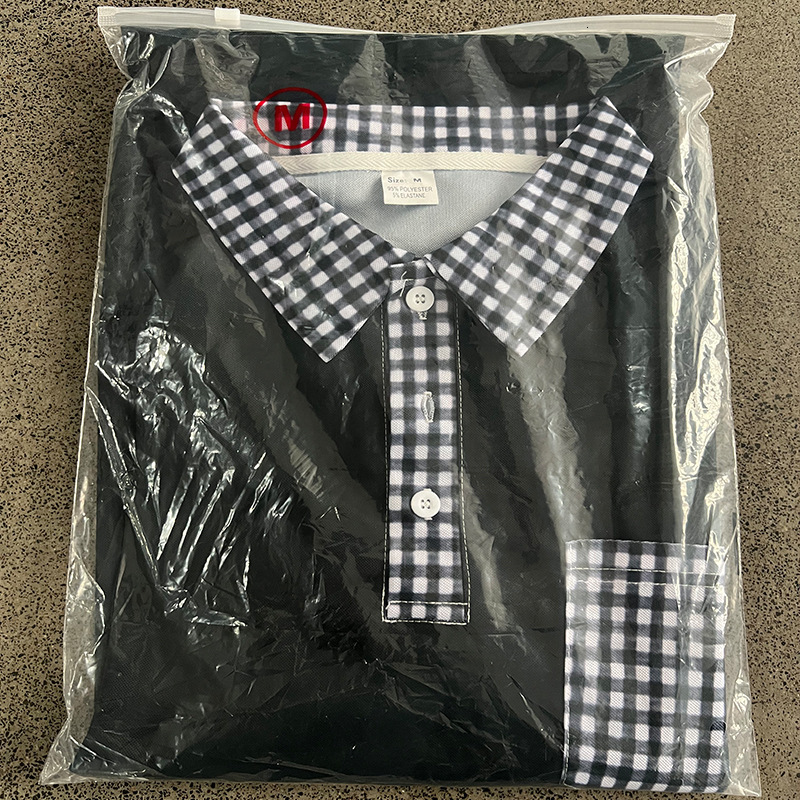 2025 digital printed lapel button long sleeved polo shirt with grid splicing autumn and winter new T-shirt