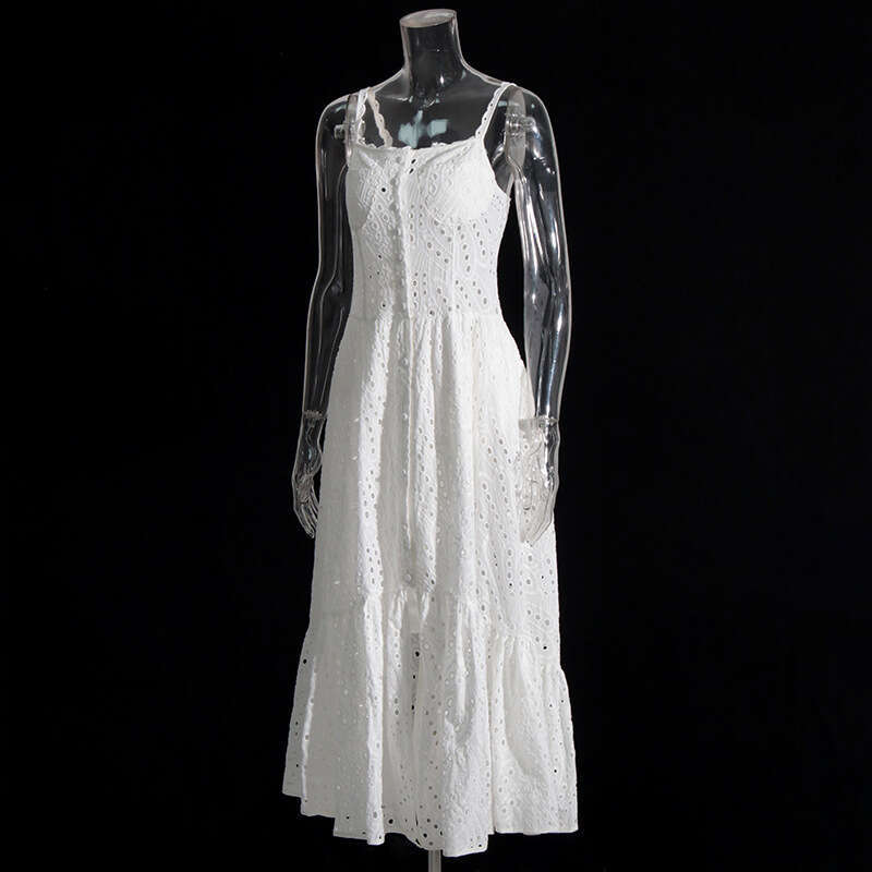 Designer Floral Embroidered Women's Camisole Long Dress - High Waisted, Sleek, and Comfortable Design