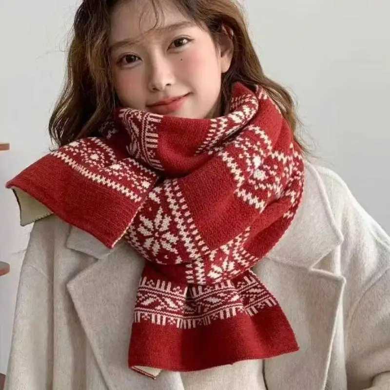 Luxury Thickened Double-sided For Women Windproof Muffler Warm Shawl Knitted Scarf New Years Christmas Accessories Y251114