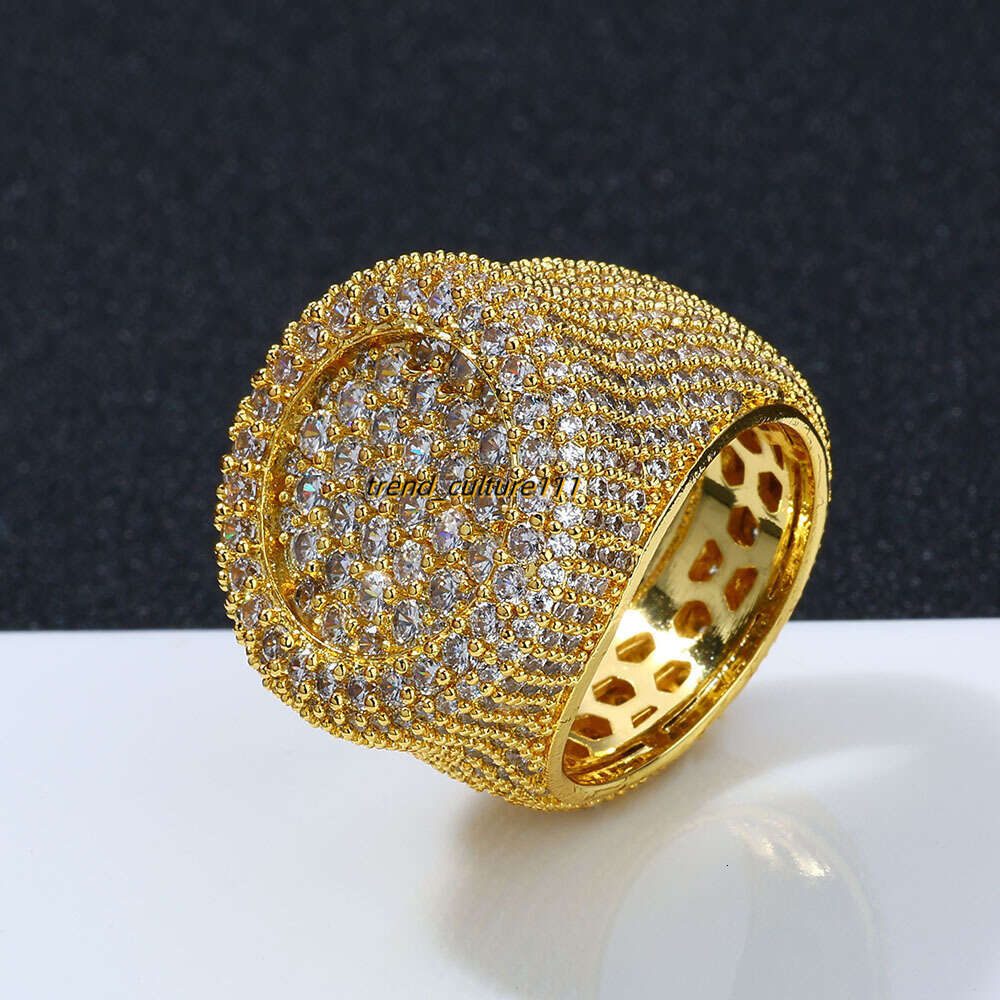 Personalized hip-hop Moissanite round full diamond ring, men's high-end fashion and accessories