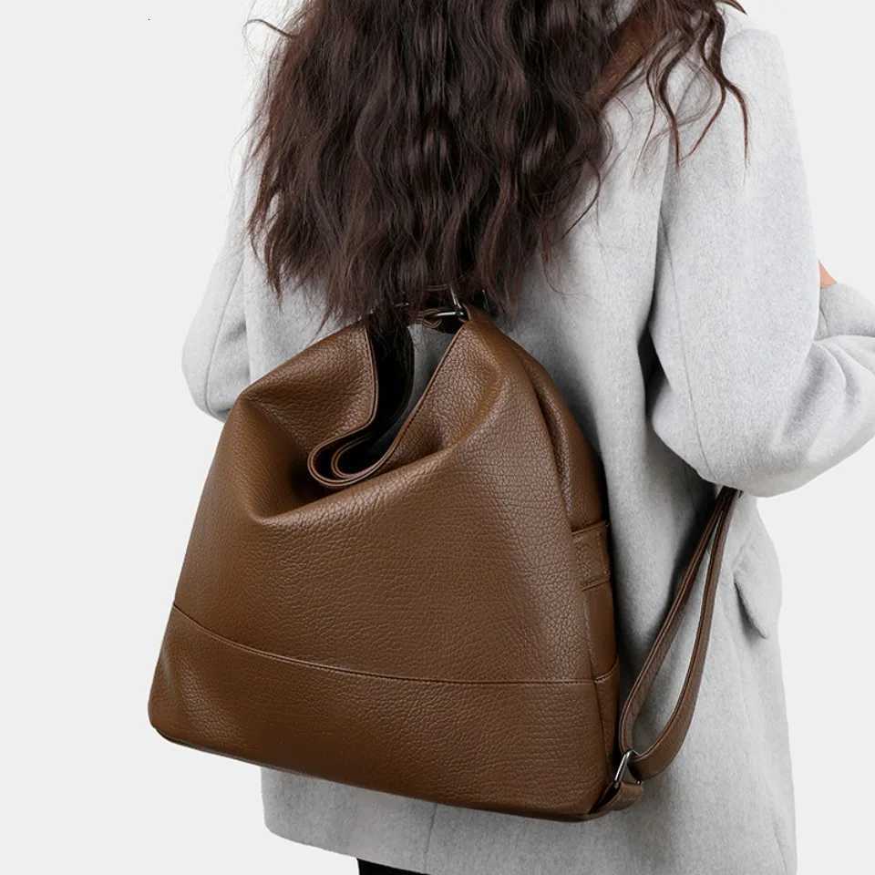 High Quality Leather Backpack Women Travel Bagpack Female Large Capacity School Backpack Shoulder Bags for Women 2025 Sac A DosW251113