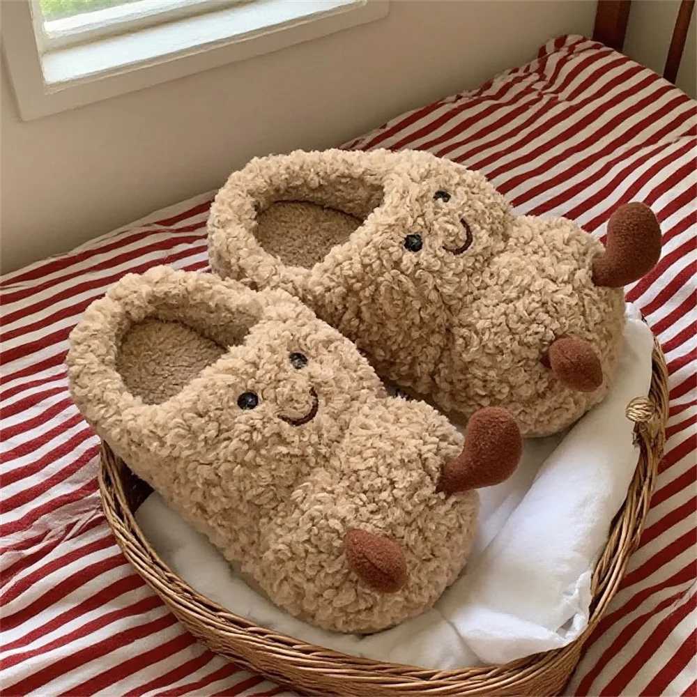 New winter cartoon fun peanut warm plush slippers indoor fashion casual comfortable non-slip household cotton shoes Z251113 - view 7